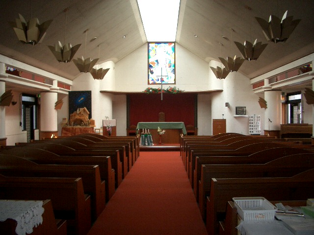 守山教会　御聖堂の十字架 2008年12月撮影